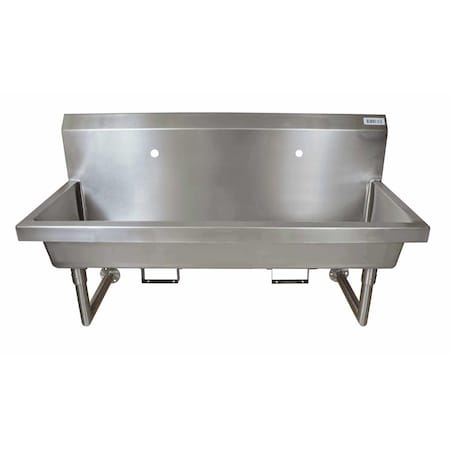 Bk Resources 48" Wall Mount 2 Station Handwash Sink, 1 Hole Splash Mount, Bracket MSHS-48W1B